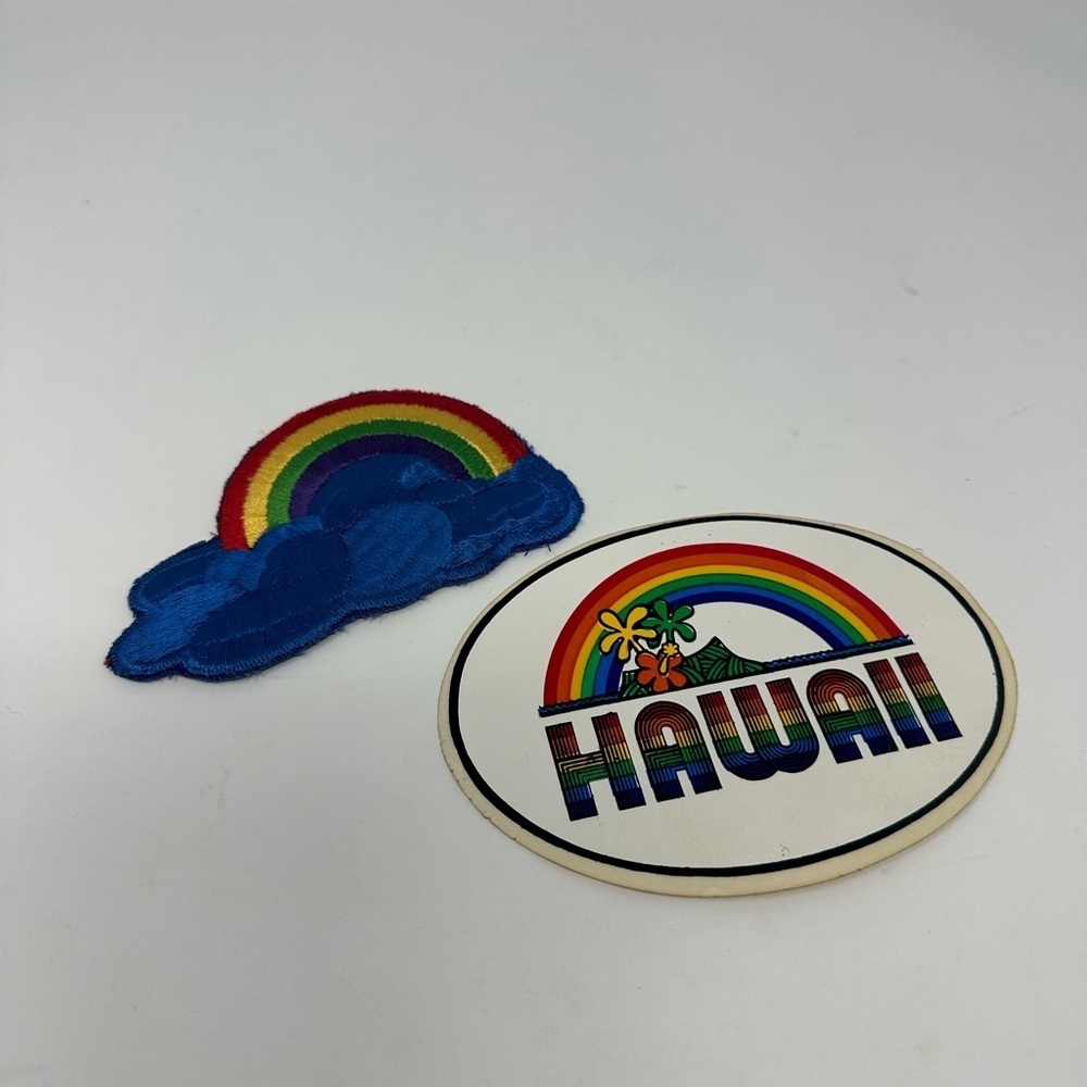 Vintage Rainbow Hawaiian patch and sticker